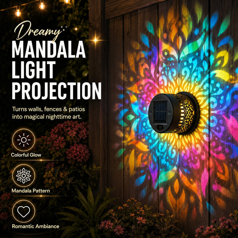 ✨ Solar Mandala Wall Light 🥇 – Waterproof Outdoor Garden Fence Projector Lamp with Magical Ambient Glow🪐🌌-8CR5