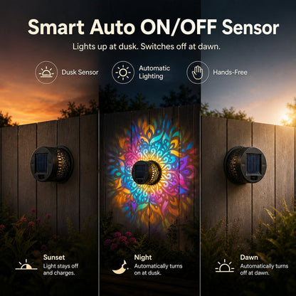 ✨ Solar Mandala Wall Light 🥇 – Waterproof Outdoor Garden Fence Projector Lamp with Magical Ambient Glow🪐🌌-8CR5