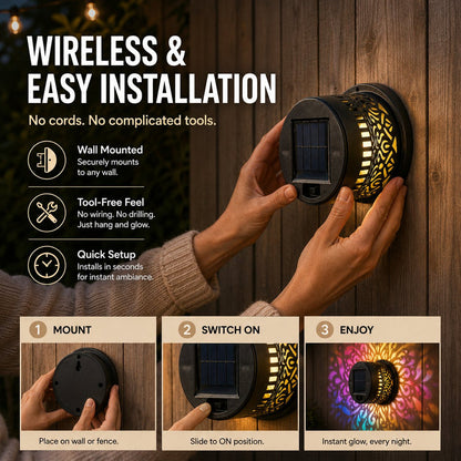 ✨ Solar Mandala Wall Light 🥇 – Waterproof Outdoor Garden Fence Projector Lamp with Magical Ambient Glow🪐🌌-8CR5