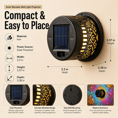 ✨ Solar Mandala Wall Light 🥇 – Waterproof Outdoor Garden Fence Projector Lamp with Magical Ambient Glow🪐🌌-8CR5