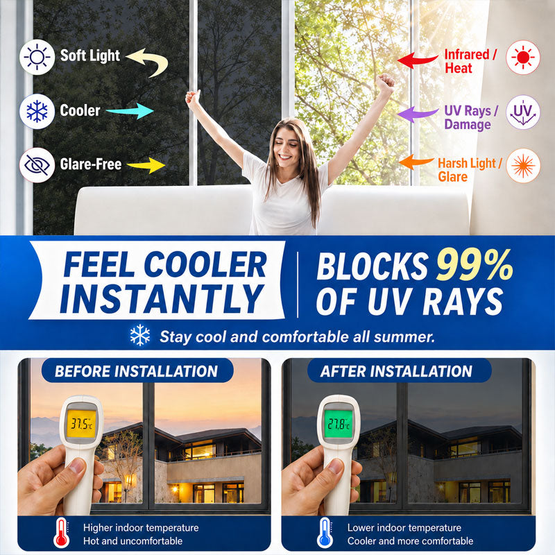 🔥50% OFF TODAY☀️One-Way Mirror Window Film – Heat Control & UV Protection