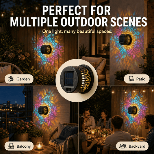 ✨ Solar Mandala Wall Light 🥇 – Waterproof Outdoor Garden Fence Projector Lamp with Magical Ambient Glow🪐🌌-8CR5