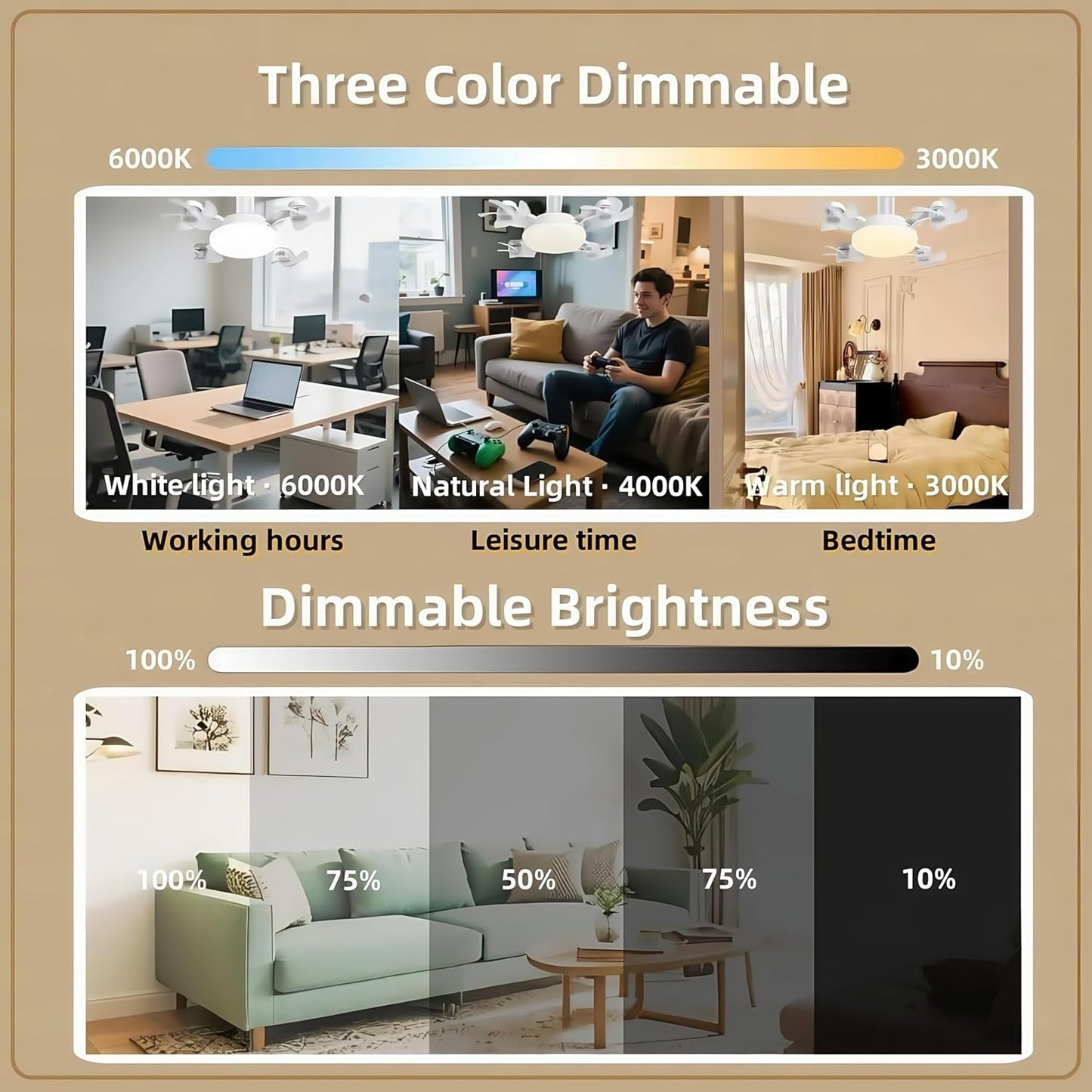 💥 55% OFF TODAY❄️Stay Cool & Bright💡 2-in-1 Ceiling Fan Light 🏠Perfect for Bedrooms, Kitchens & Garages
