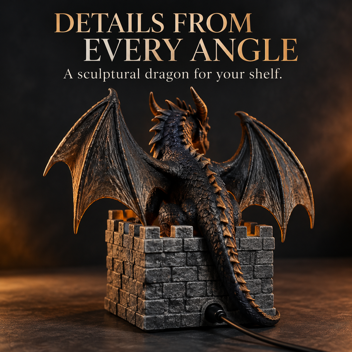 🐉🔥 MistWyrm™ Dragon Flame Mist Diffuser – Gothic Castle Decor, Glowing Ember Mist & Fantasy Bookshelf Display