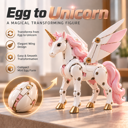 🌈🦄 2-in-1 Transforming Mechanical Unicorn Egg – Winged Fantasy Figure