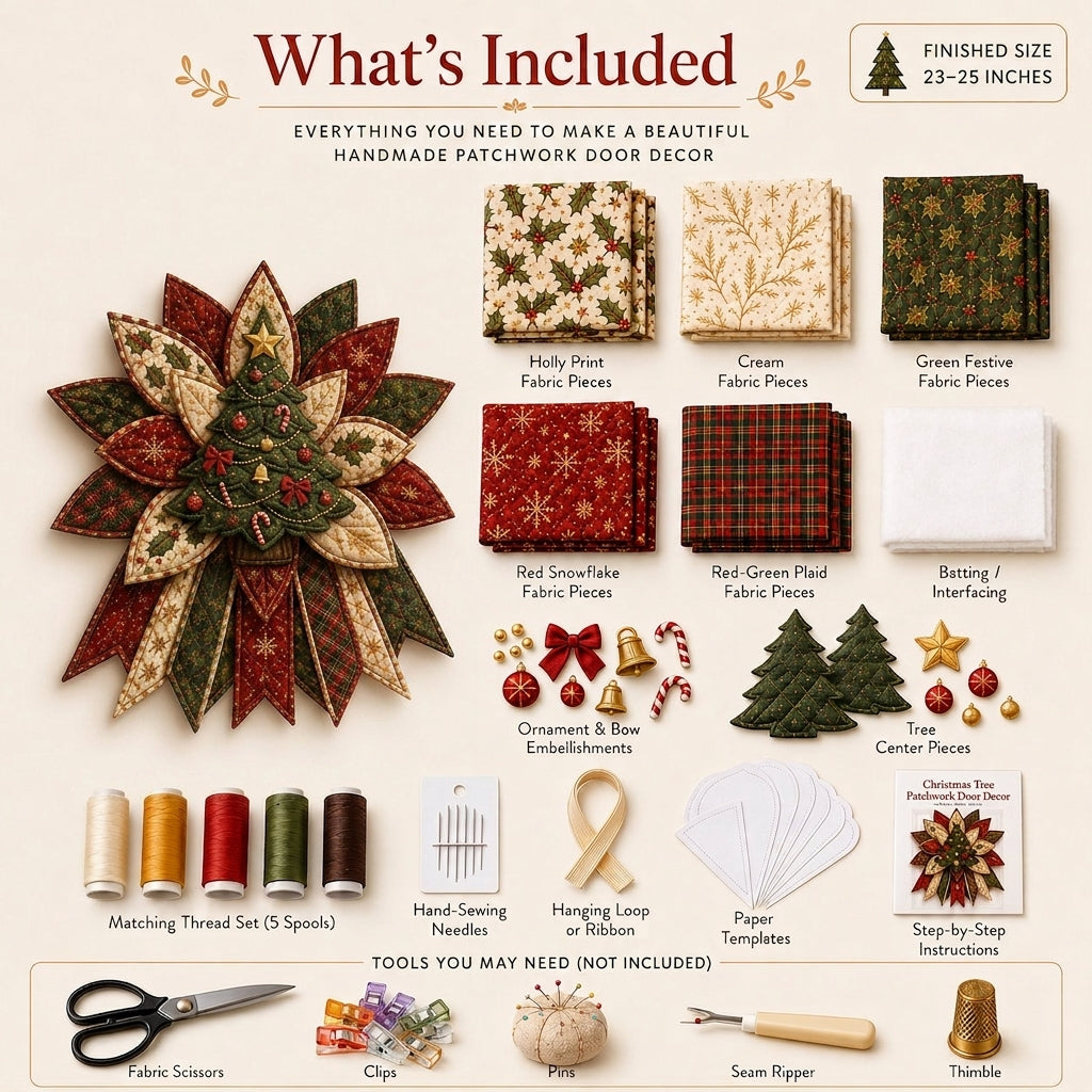 🎄Beginner-Friendly Oversized Christmas Character Quilted Door Hanger Sewing Kit | Complete Kit with All Tools & Step-by-Step Guide Included 💕