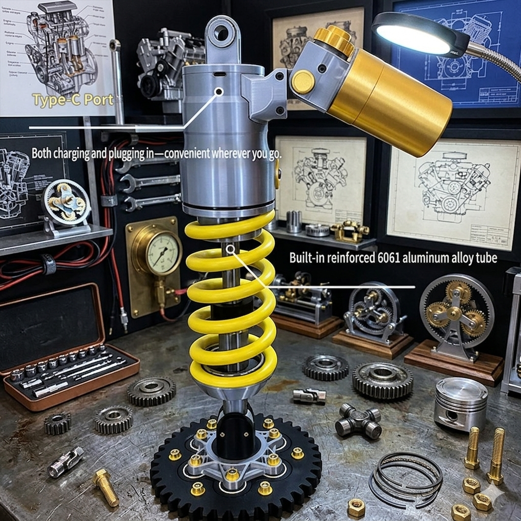 Inspired Suspension Shock Absorber Lamp - Adjustable LED Light for Gamers & Car Enthusiasts