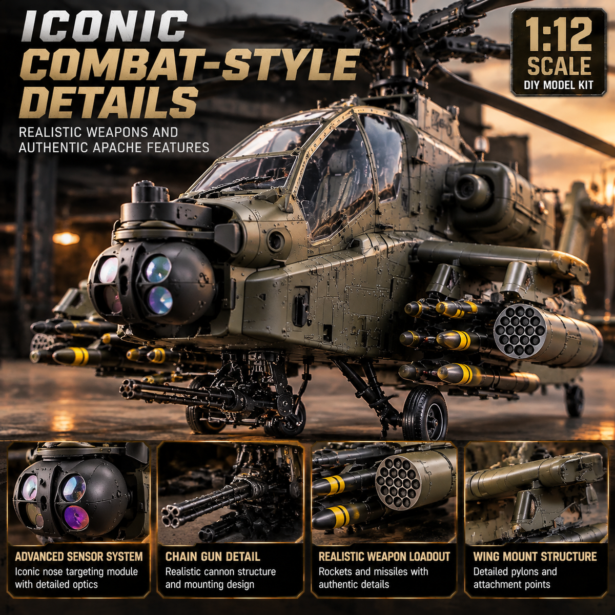 🚁Apache Attack Helicopter Model Kit – Build Your Own Military Aviation Legend
