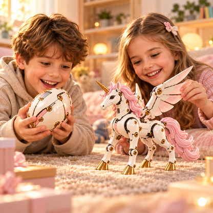 🌈🦄 2-in-1 Transforming Mechanical Unicorn Egg – Winged Fantasy Figure