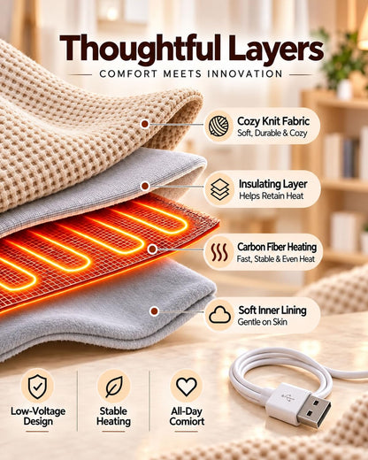 🔥 2027 Heated Shawl Wrap for Women – USB-Powered Wearable Heated Blanket with 3 Heat Settings, Soft Flannel Cape, Zipper & Pockets 🎁