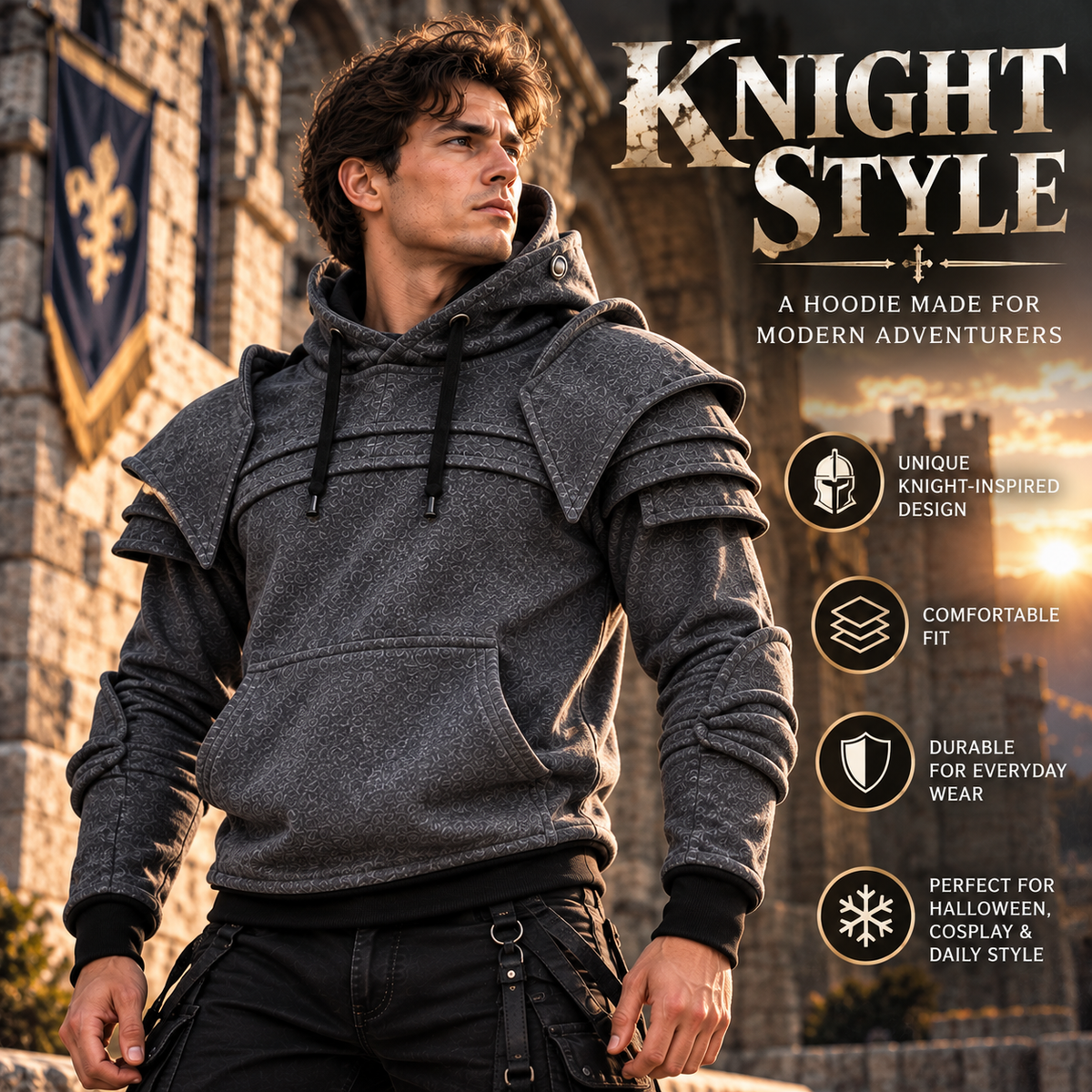 ⚔️ Become the Knight™ – Armor-Inspired Hoodie for Everyday Style