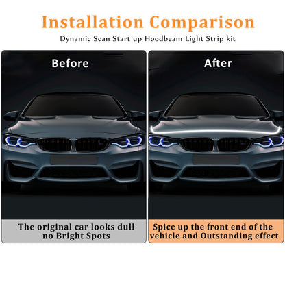 71” High Brightness Automotive Hood Gap LED Strip - Ambient Lighting Package with Unique Daytime Running Light Design, Easy Installation, 12V-Ice Blue eclipse led lights