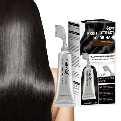 🔥HOT SALE 55% OFF🔥Fruit Comb Hair Dye Cream - In Hair DyeCream for Gray Coverage -Natural Black & Dark Brown