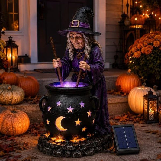 ⚡50% OFF TODAY🧙‍♀️Halloween Witch Glowing Cauldron Solar Light