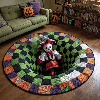 🔥Last Day Promotion🎃3D Skeleton Vortex Quilted Round Halloween Rug