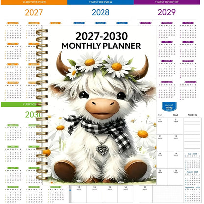 🐮 2026-2030 Calendar 📅  - From January 2026 to December 2030, 5-year calendar, cartoon Highland cow themed cover design, annual calendar planning, month labels, 60-month calendar