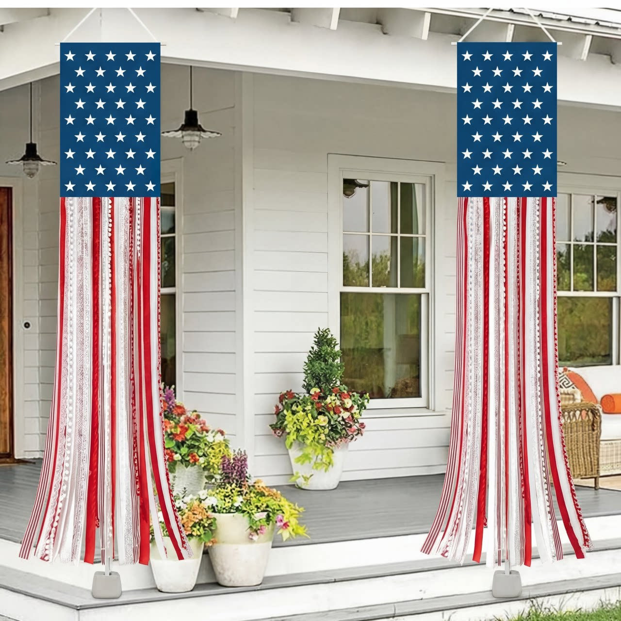 🎉60% OFF 250th Anniversary Sale 🎉4 x 2.3 Ft Lighted Rag American Flag Banner