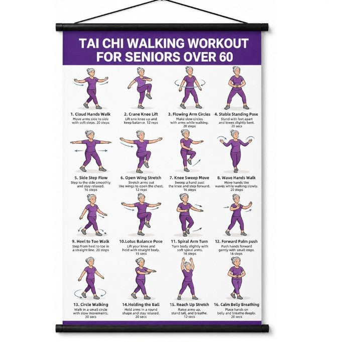 🔥Tai Chi Chair Workout Chart for Seniors (16 x 24 inches)