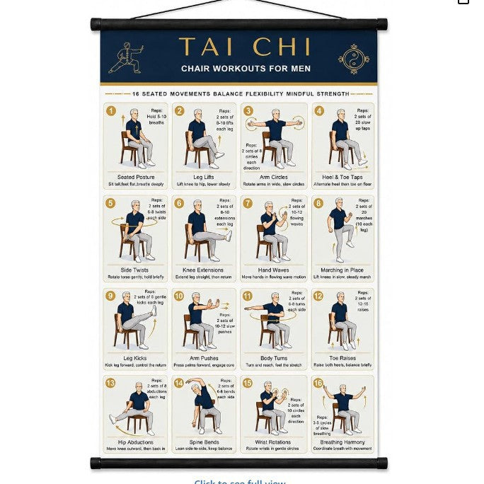 🔥Tai Chi Chair Workout Chart for Seniors (16 x 24 inches)