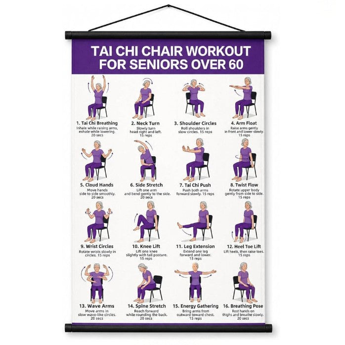 🔥Tai Chi Chair Workout Chart for Seniors (16 x 24 inches)