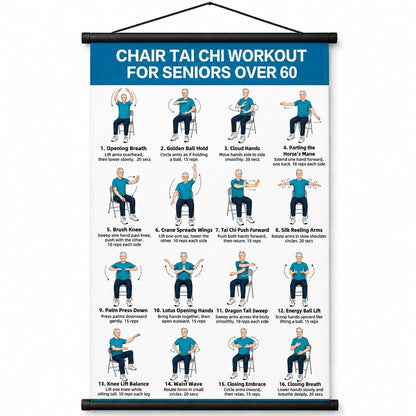 🔥Tai Chi Chair Workout Chart for Seniors (16 x 24 inches)