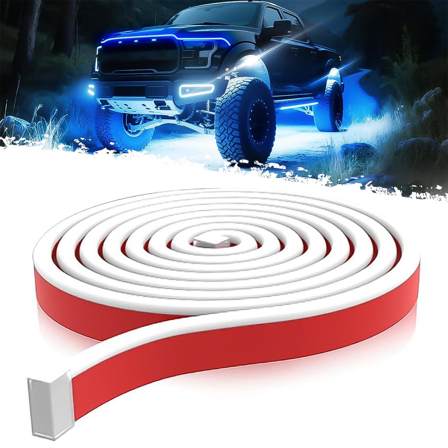 71” High Brightness Automotive Hood Gap LED Strip - Ambient Lighting Package with Unique Daytime Running Light Design, Easy Installation, 12V-Ice Blue eclipse led lights