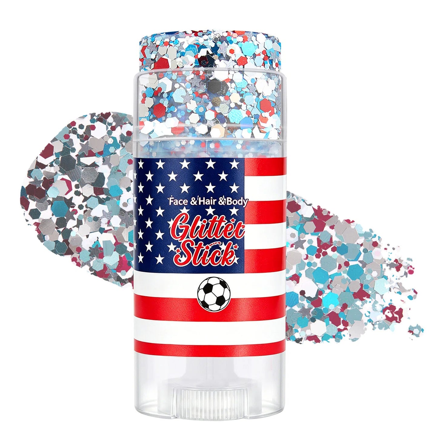 🦅🔔4th of July Glitter Stick🎇 Red, White & Blue Body & Hair Sparkle