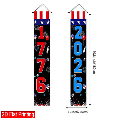 Lighted Patriotic Porch Banner