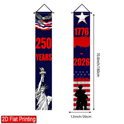 Lighted Patriotic Porch Banner