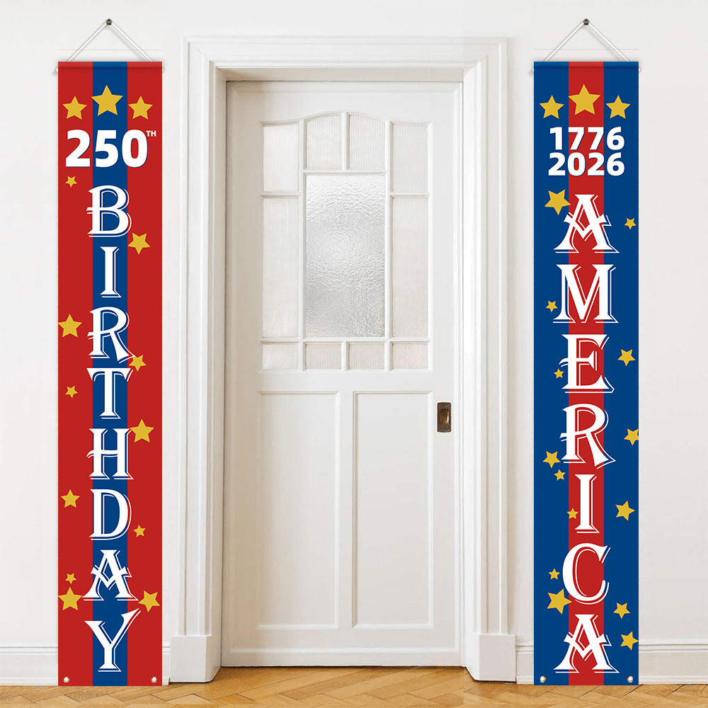 Lighted Patriotic Porch Banner