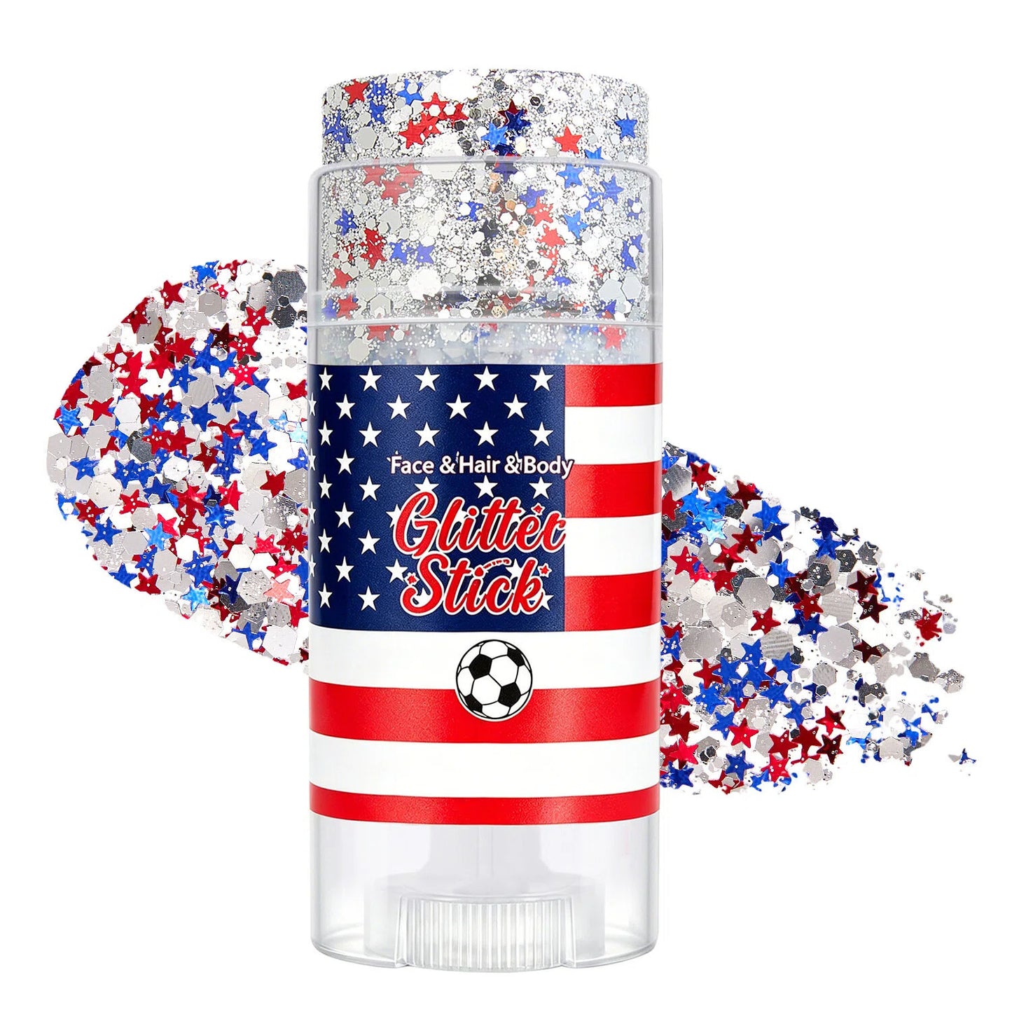 🦅🔔4th of July Glitter Stick🎇 Red, White & Blue Body & Hair Sparkle