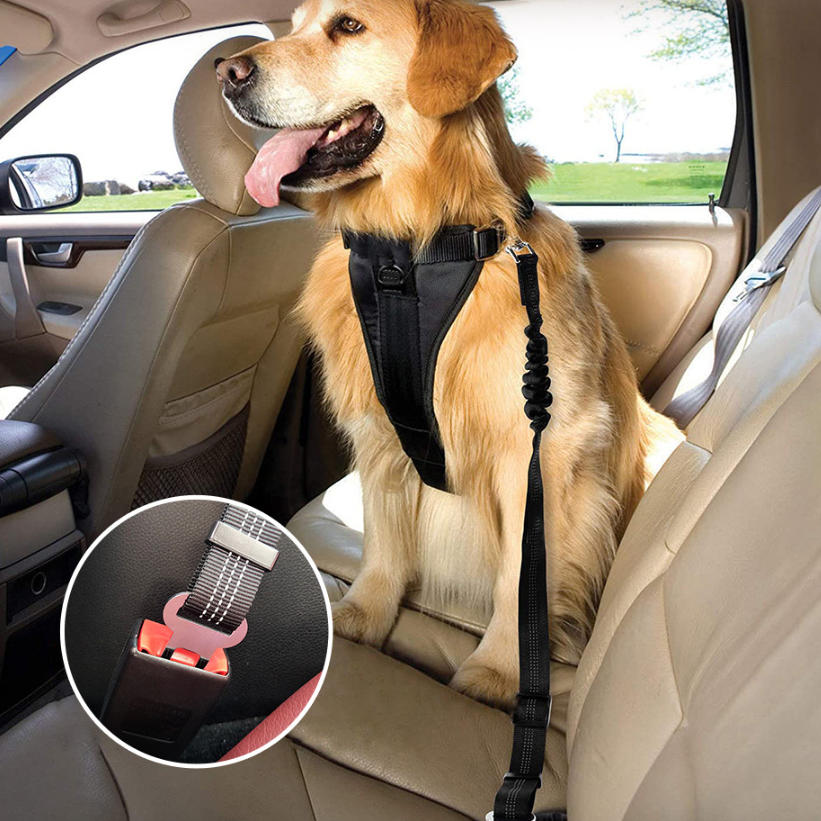 Pet Dog & Cat Seat Belts for Cars, Adjustable Safety Leash/Harness Compatible with Vehicle Headrests