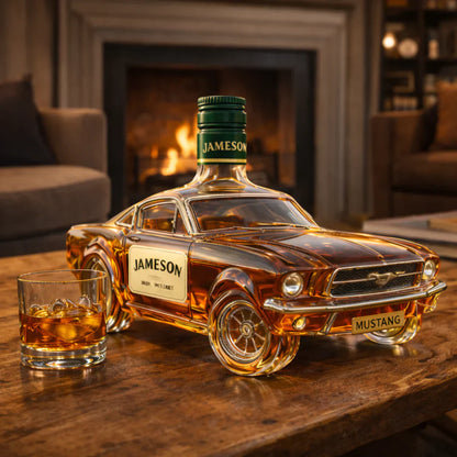 🔥Vintage Racing Car Crystal Glass Whiskey Decanter🥃