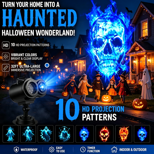 👻SAVE 50% TODAY🎥Turn Your Home Into a Haunted Halloween Wonderland | 10 Unique HD Projection Patterns, 32FT Ultra-Large Display