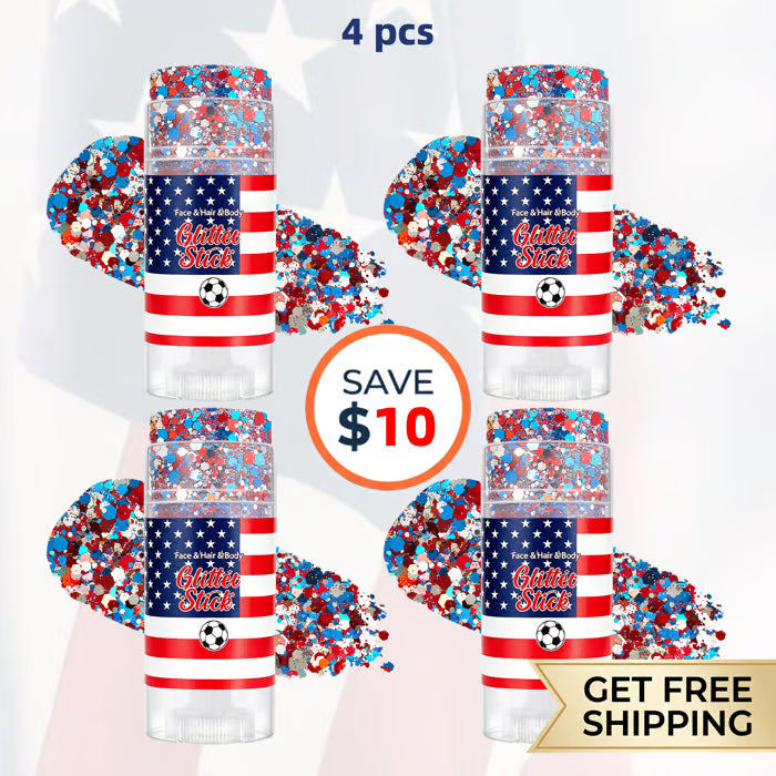 🇺🇸 Patriotic-Themed Body Glitter Sticks Waterproof Red, White & Blue Face & Hair Glitter for Parties, Celebrations & Game Day Looks ✨🎆