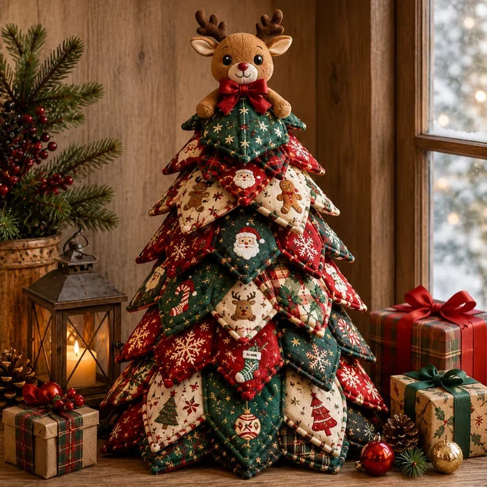 🎄HOT SALE 50% OFF 🧵DIY Quilted Christmas Tree Kit – Handmade Fabric Holiday Tabletop Tree Decor
