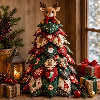 🎄HOT SALE 50% OFF 🧵DIY Quilted Christmas Tree Kit – Handmade Fabric Holiday Tabletop Tree Decor