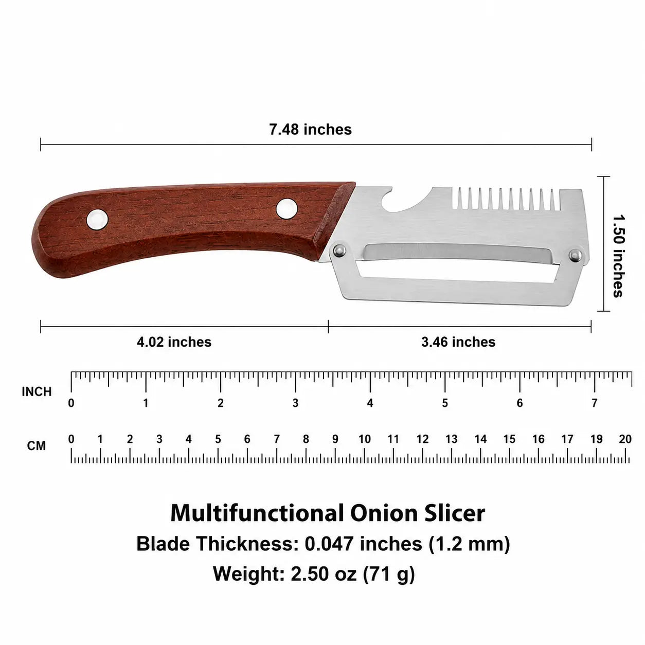 2 PCS Wood Handle Multifunction Kitchen Peeler for Peel, Slice & Bottle Opening