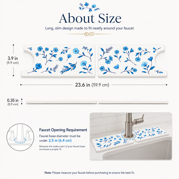 Floral Diatomite Sink Drying Mat