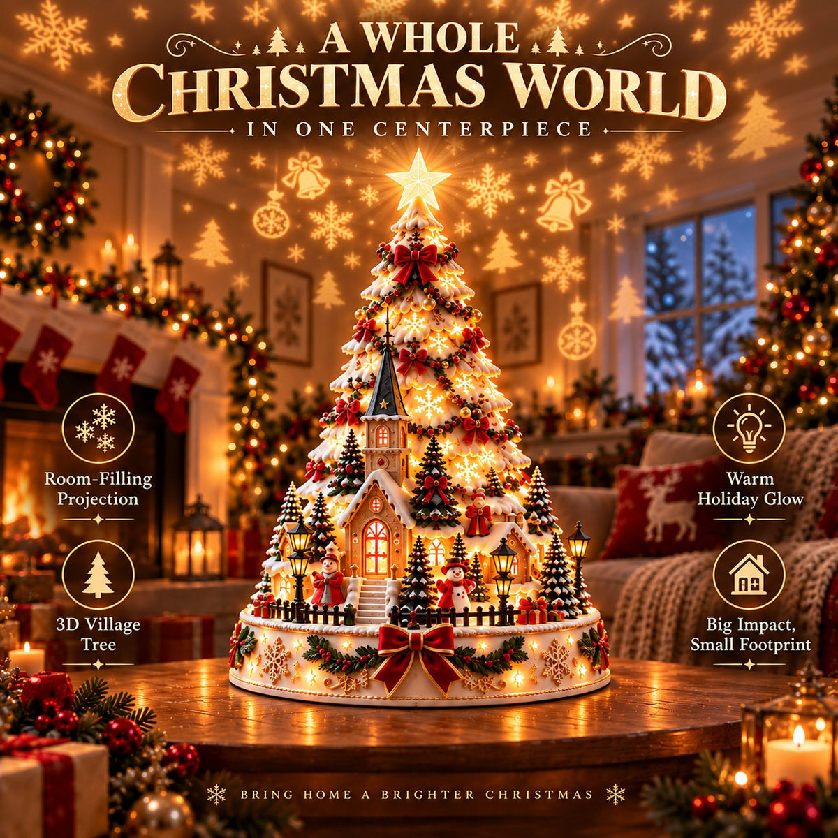 🔥HOT SALE🔥🏆 60,000+ Sold🎄Christmas Village Projection Centerpiece – 4 Themed Villages