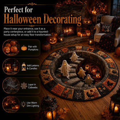 🔥HOT SALE 50%OFF👻3D Haunted Staircase Round Rug – Spooky Halloween Optical Illusion