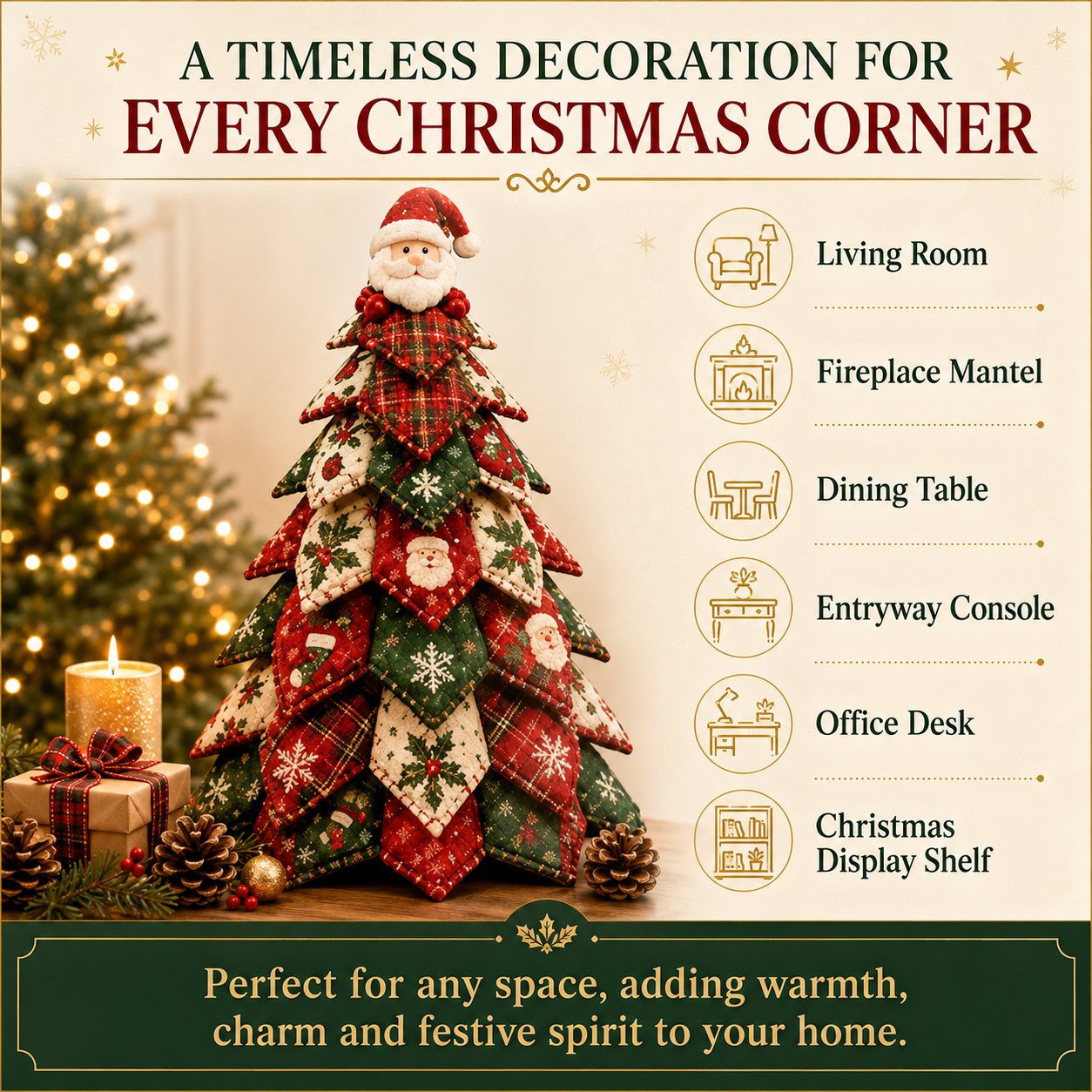 🎄HOT SALE 50% OFF 🧵DIY Quilted Christmas Tree Kit – Handmade Fabric Holiday Tabletop Tree Decor