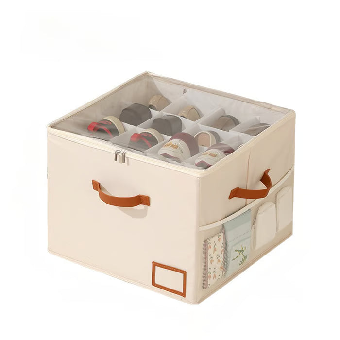👟Large capacity shoe cabinet storage box Holds Up to 16 Pairs with Clear Lid & Side Mesh Pockets