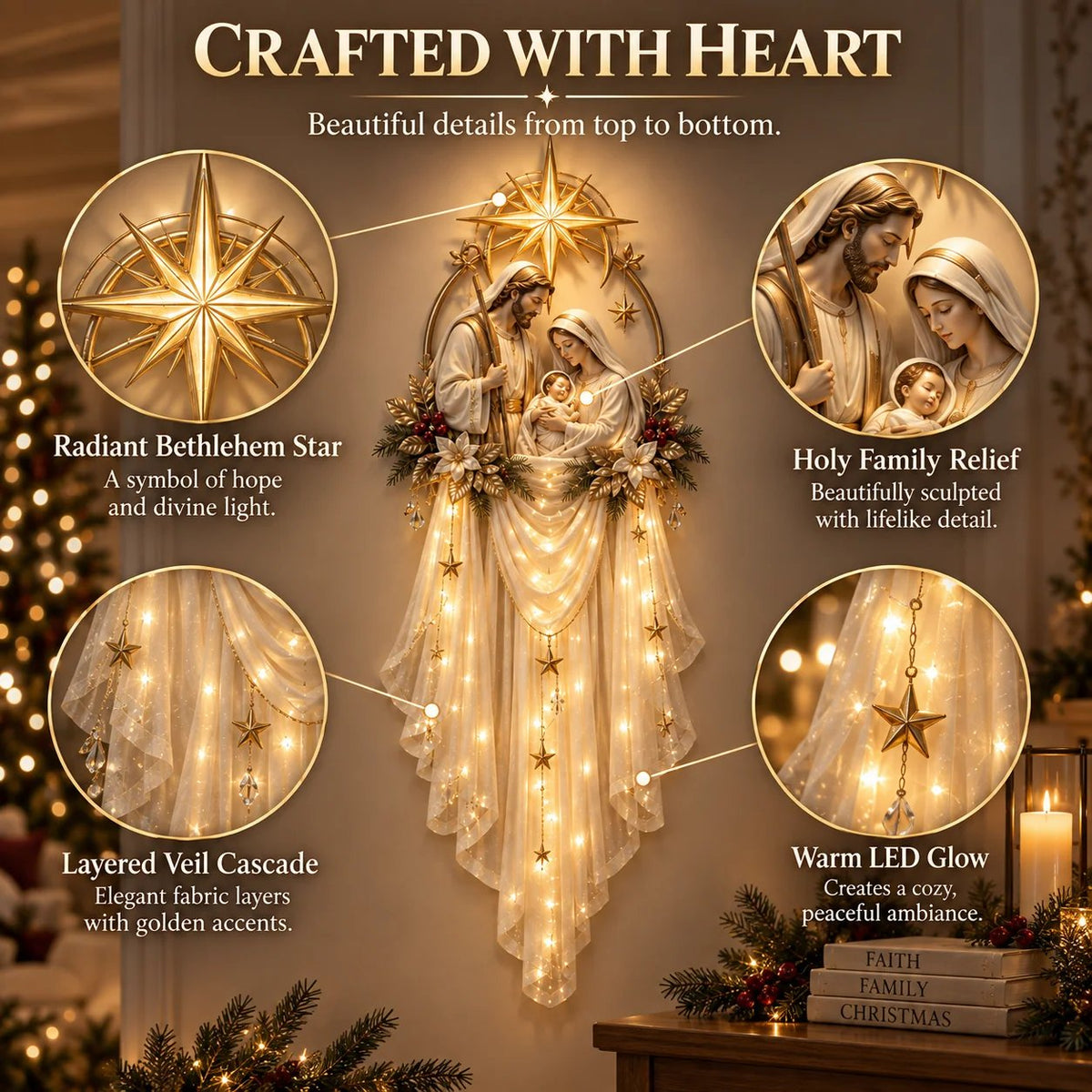✨50% OFF TODAY ✝️ Holy Family Star Veil™ – Meaningful Christmas Wall Decor