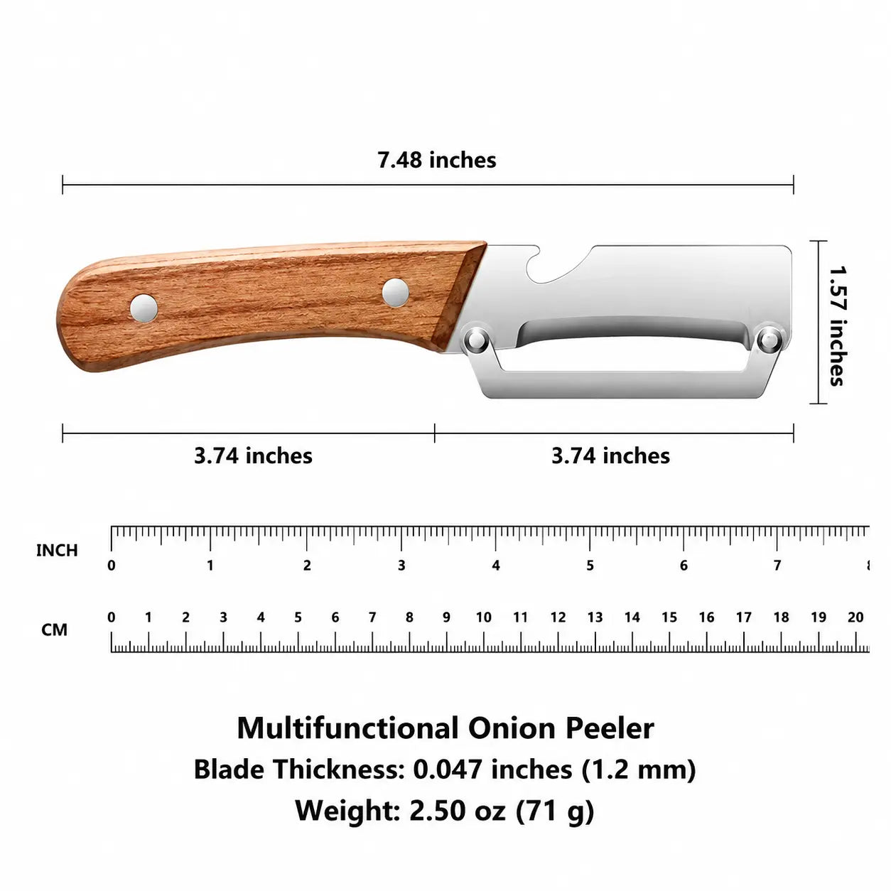 2 PCS Wood Handle Multifunction Kitchen Peeler for Peel, Slice & Bottle Opening
