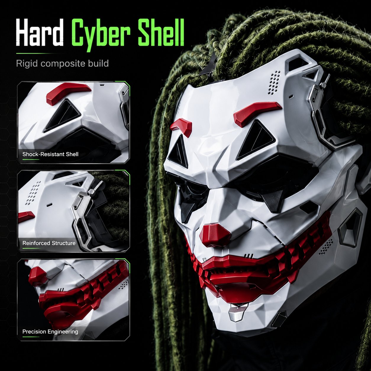 🤡Cyberpunk Clown Mask with Cosplay Clown Costume Party Props Halloween🤡