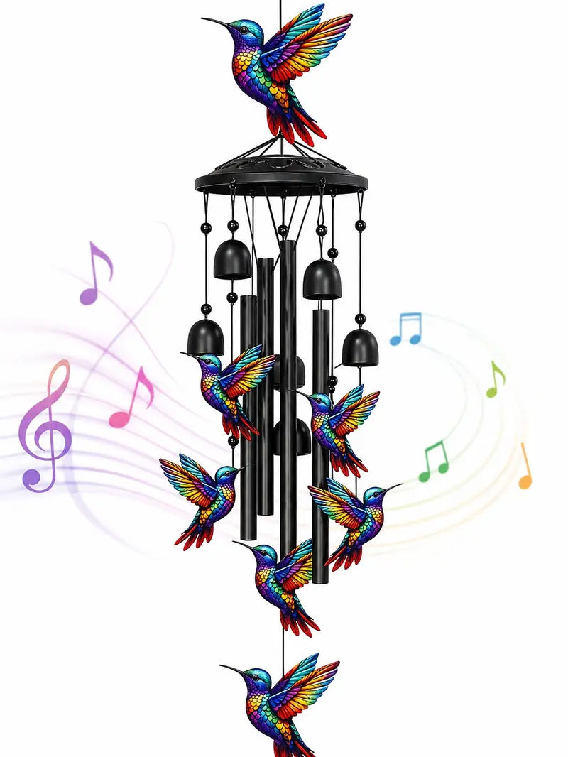 🌈55% OFF TODAY🛡️Hummingbird Memorial Wind Chime with Bells – Colorful Rainbow Outdoor Decor 🎐