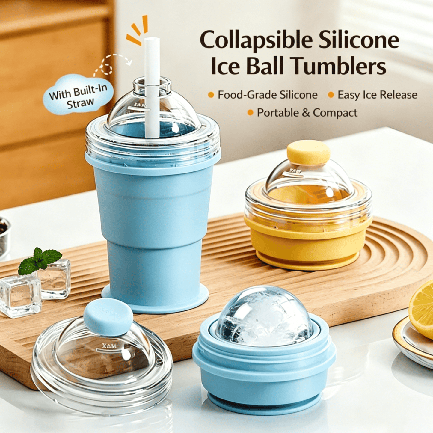 🧊55% OFF TODAY🥤 Foldable Ice Cup with Built-In Ice Ball Mold