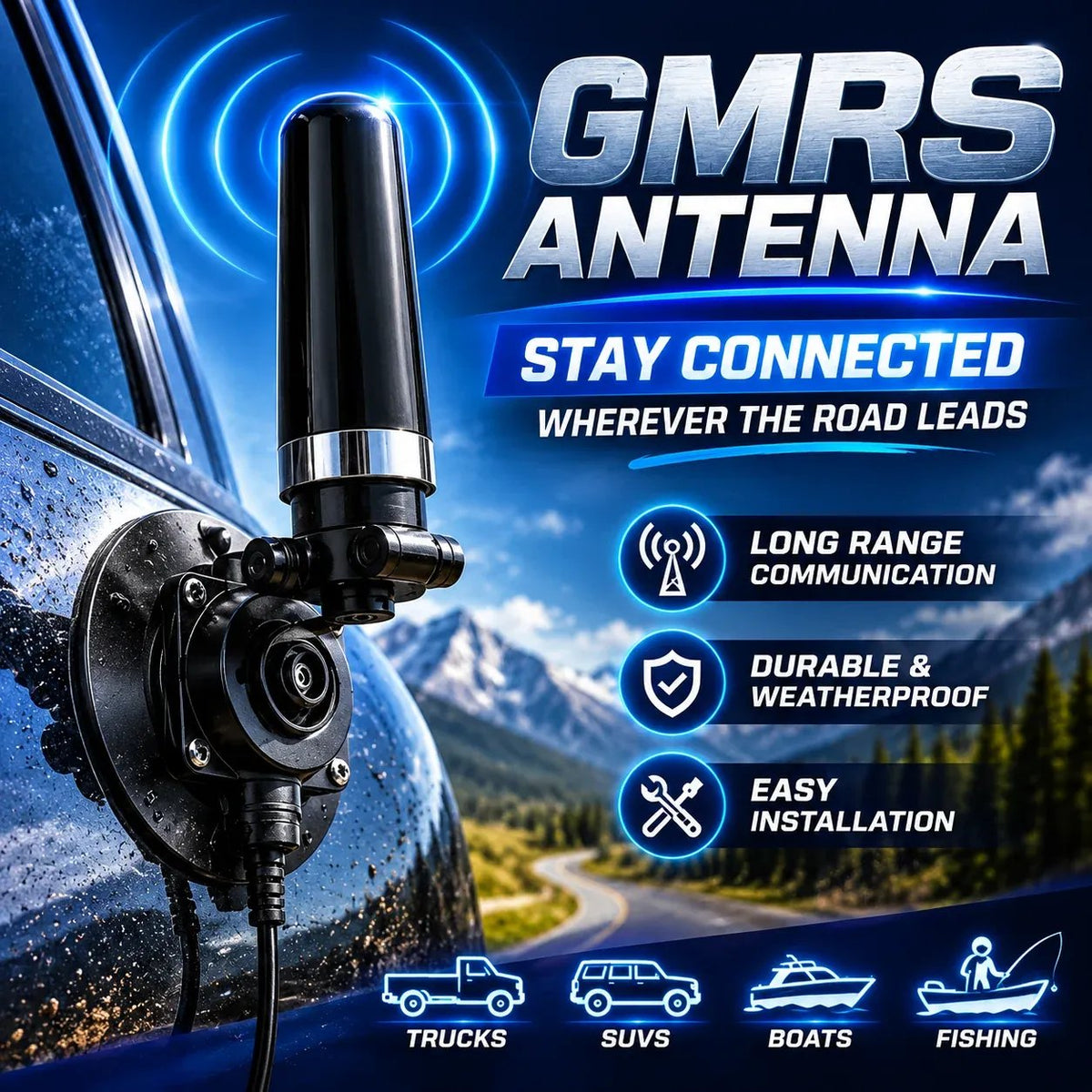 🔥50% OFF TODAY💯📡Heavy-Duty Universal GMRS Antenna Mount for Cars, Trucks & Off-Road Vehicles