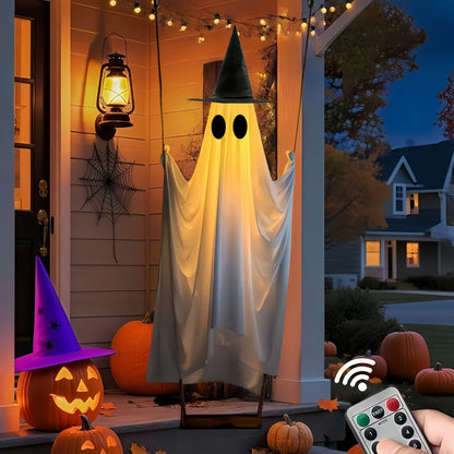 🎁50% OFF TODAY🎃👻Halloween Decorations OutdoorHanging Swing Ghost Halloween Decor with String Lights, Spooky Cute Ghosts Decorations for Front Porch Yard Tree